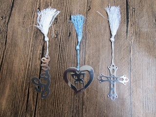 6Pcs Silver-Metal Heart Love Etc Bookmark w/Tassel Wedding Favor